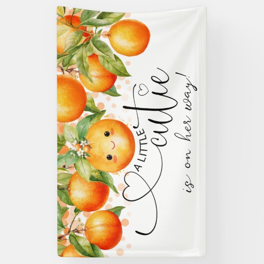 Kleine Cutie Oranje Citrus Baby shower Spandoek (Verticaal)