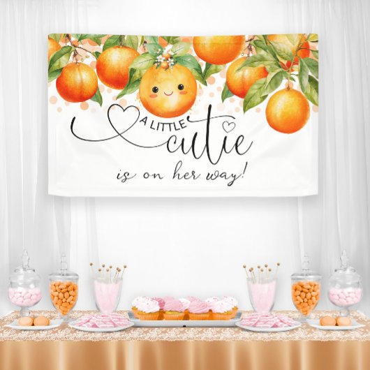 Kleine Cutie Oranje Citrus Baby shower Spandoek