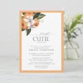 Kleine Cutie Oranje Citrus Waterverf Baby shower Kaart (Staand voorkant)