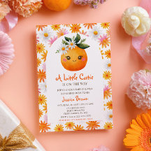Kleine Cutie Oranje Citrus Waterverf Baby shower