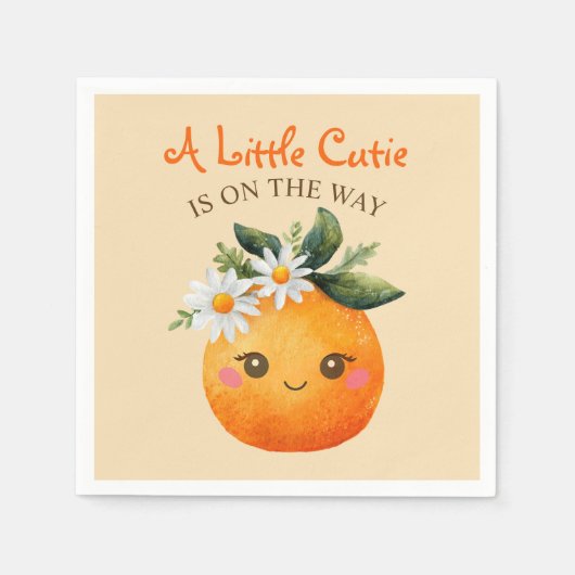 Kleine Cutie Oranje Citrus Waterverf Baby shower Servet (Voorkant)