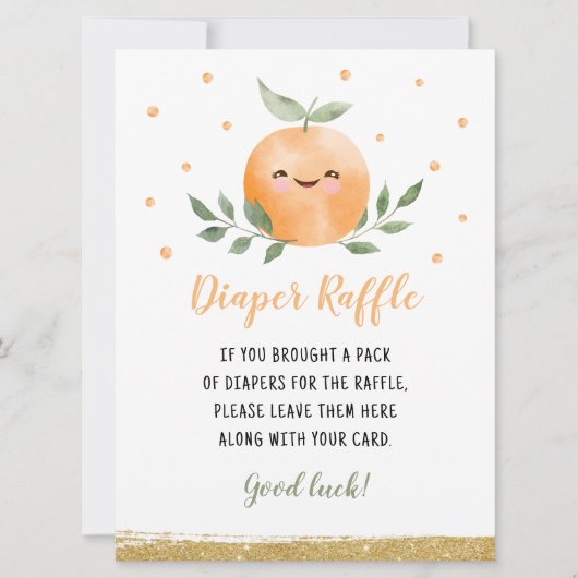 Kleine Cutie Oranje Luier Raffle Game Kaart (Voorkant)