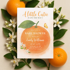 Kleine Cutie Oranje Waterverf Baby shower Kaart