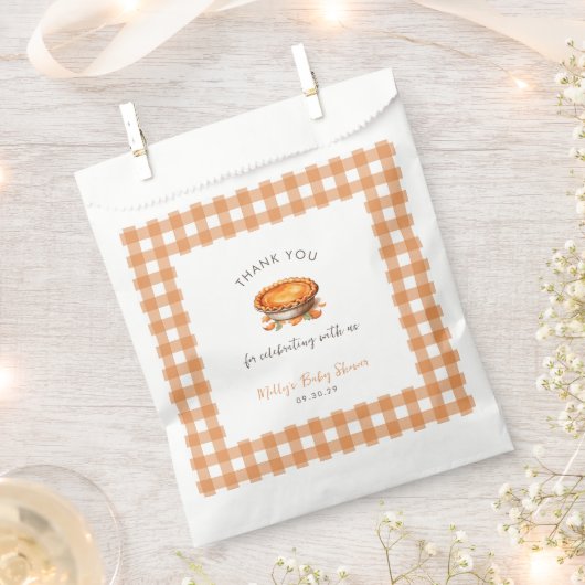 Kleine Cutie Pie Herfst Pompoen Gingham Baby showe Bedankzakje (Geknipt)