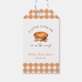 Kleine Cutie Pie Herfst Pompoen Gingham Baby showe Cadeaulabel