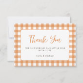 Kleine Cutie Pie Herfst Pompoen Gingham Baby showe Kaart (Voorkant)