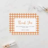 Kleine Cutie Pie Herfst Pompoen Gingham Baby showe Kaart (Voorkant / Achterkant in situ)