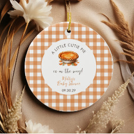 Kleine Cutie Pie Herfst Pompoen Gingham Baby showe Keramisch Ornament