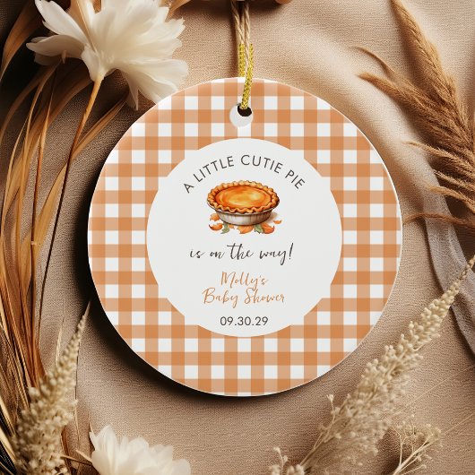 Kleine Cutie Pie Herfst Pompoen Gingham Baby showe Keramisch Ornament