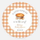Kleine Cutie Pie Herfst Pompoen Gingham Baby showe Ronde Sticker (Voorkant)