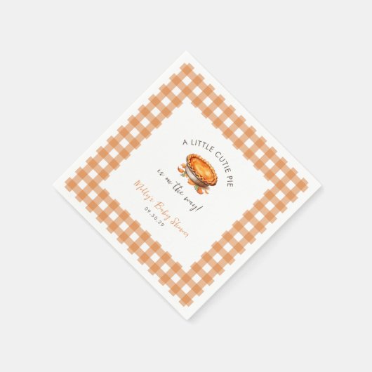 Kleine Cutie Pie Herfst Pompoen Gingham Baby showe Servet (Hoek)