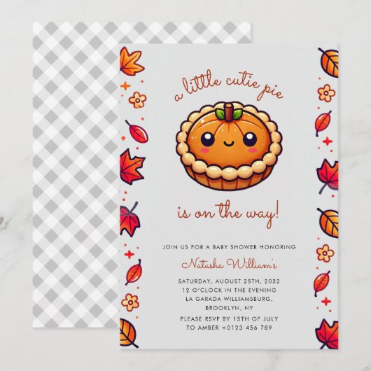 Kleine Cutie Pie Pumpkin Herfst Baby shower Kaart (Voorkant / Achterkant)
