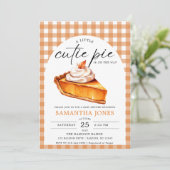 Kleine Cutie Pie Pumpkin Herfst Gingham Baby showe Kaart (Staand voorkant)