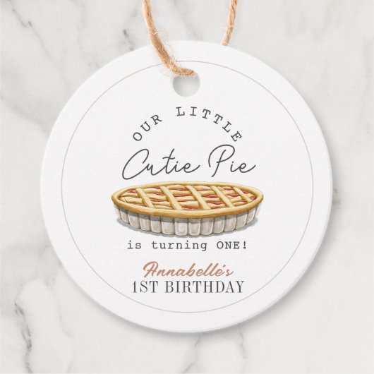 Kleine Cutie Pie Thanksgiving Wit Verjaardag Bedankjes Labels (Voorkant)