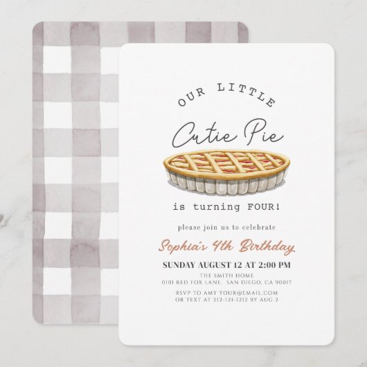 Kleine Cutie Pie Thanksgiving Wit Verjaardag Kaart (Voorkant / Achterkant)