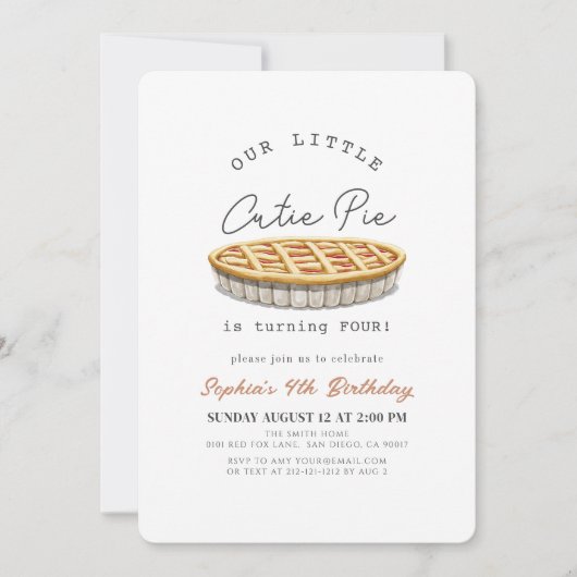 Kleine Cutie Pie Thanksgiving Wit Verjaardag Kaart (Voorkant)