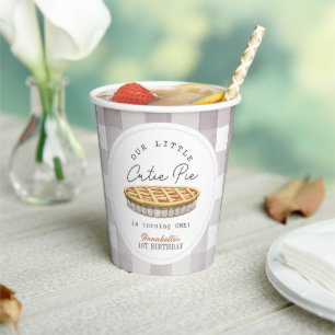 Kleine Cutie Pie Thanksgiving Wit Verjaardag Papieren Bekers