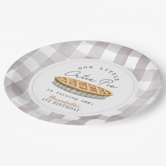 Kleine Cutie Pie Thanksgiving Wit Verjaardag Papieren Bordje (Gekanteld)