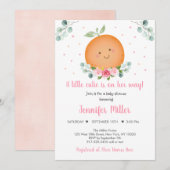 Kleine Cutie Pink Floral Girl Baby shower Kaart (Voorkant / Achterkant)