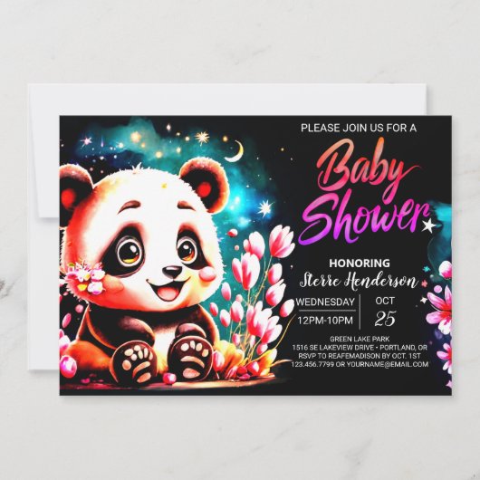Kleine Cutie Roze Panda Bliss Meisje Baby shower Kaart (Voorkant)