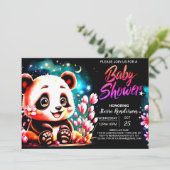 Kleine Cutie Roze Panda Bliss Meisje Baby shower Kaart (Staand voorkant)