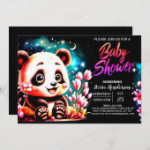 Kleine Cutie Roze Panda Bliss Meisje Baby shower Kaart (Voorkant / Achterkant)