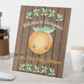 Kleine Cutie Rustic Baby shower Pedestal Sign Reclamebord Met Voetstuk (Insitu)