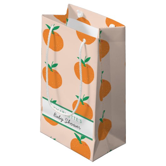 Kleine Cutie Sinaasappel Baby shower Kleine Gift B Klein Cadeauzakje (Voorkant Gekanteld)