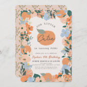 Kleine Cutie Sinaasappel Bloemen Meisje Verjaardag Kaart (Voorkant / Achterkant)