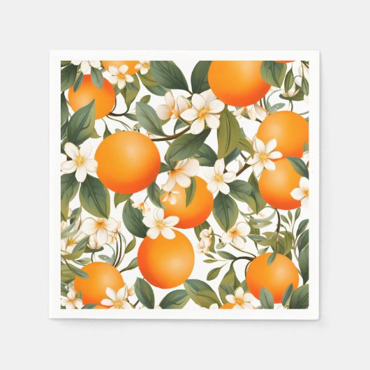 Kleine Cutie Sinaasappel Botanische Citrus Servet (Voorkant)