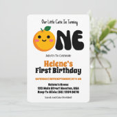 Kleine Cutie Sinaasappel Citrus 1e Verjaardag Kaart (Staand voorkant)