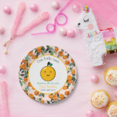Kleine Cutie Sinaasappel Citrus 1e Verjaardag Papieren Bordje (Feest)