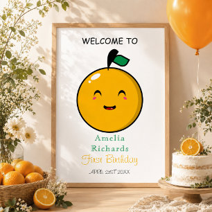 Kleine Cutie Sinaasappel Citrus 1e Verjaardag Poster