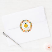 Kleine Cutie Sinaasappel Citrus 1e Verjaardag Ronde Sticker (Envelop)