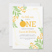 Kleine Cutie Sinaasappel Citrus 1e Verjaardagsfees Kaart (Voorkant)