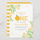 Kleine Cutie Sinaasappel Citrus 1e Verjaardagsfees Kaart (Voorkant / Achterkant)