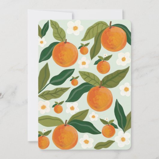 Kleine Cutie Sinaasappel Citrus Baby shower Invita Kaart (Achterkant)