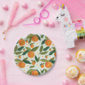 Kleine Cutie Sinaasappel Citrus Eerste Verjaardag Papieren Bordje (Feest)