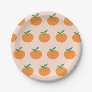 Kleine Cutie Sinaasappel Citrus Eerste Verjaardag Papieren Bordje