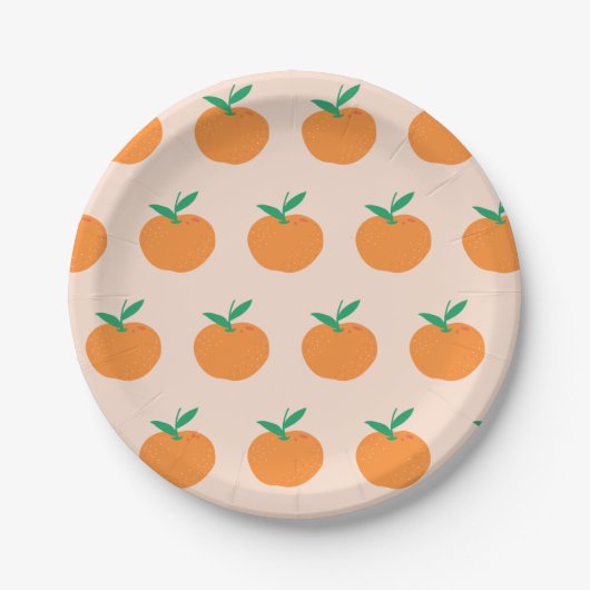 Kleine Cutie Sinaasappel Citrus Eerste Verjaardag Papieren Bordje (Voorkant)