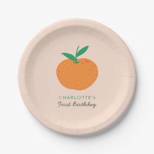 Kleine Cutie Sinaasappel Citrus Eerste Verjaardag Papieren Bordje