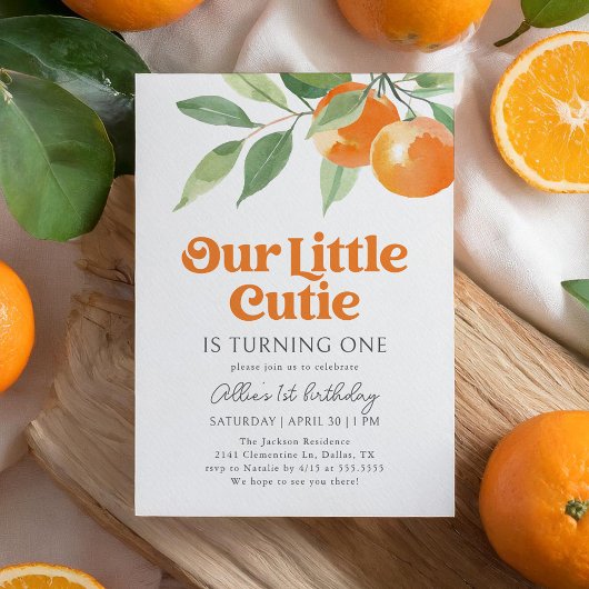 Kleine Cutie Sinaasappel Citrus Verjaardag Kaart
