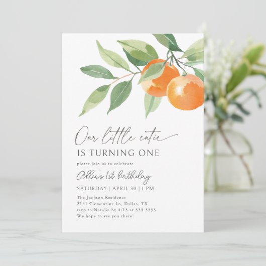 Kleine Cutie Sinaasappel Citrus Verjaardag Kaart (Staand voorkant)