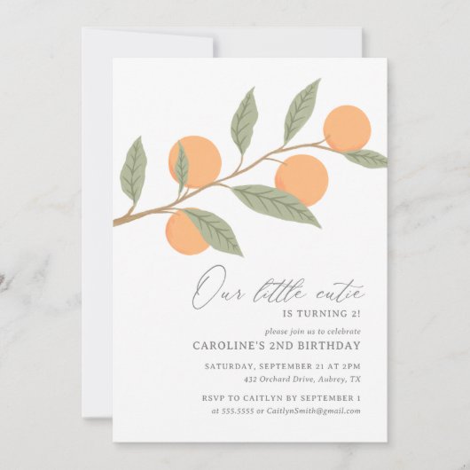 Kleine Cutie Sinaasappel Citrus Verjaardag Kaart (Voorkant)