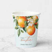 Kleine Cutie Sinaasappel Clementine Baby shower Fa Papieren Bekers (Achterkant)