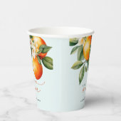 Kleine Cutie Sinaasappel Clementine Baby shower Fa Papieren Bekers (Rechts)