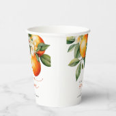 Kleine Cutie Sinaasappel Clementine Baby shower Fa Papieren Bekers (Rechts)