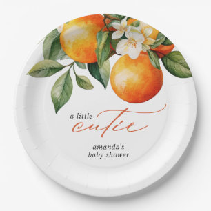 Kleine Cutie Sinaasappel Clementine Baby shower Fa Papieren Bordje