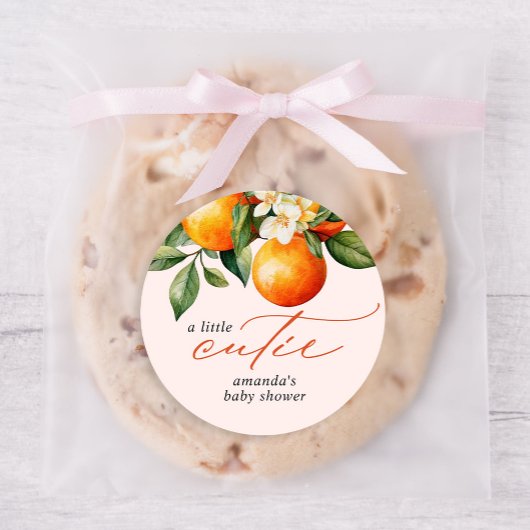 Kleine Cutie Sinaasappel Clementine Baby shower Fa Ronde Sticker