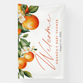 Kleine Cutie Sinaasappel Clementine Baby shower Fa Spandoek (Verticaal)